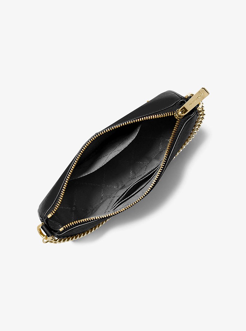 Medium Saffiano Leather Shoulder Bag and Card Case Gift Set in BLACK | Michael Kors