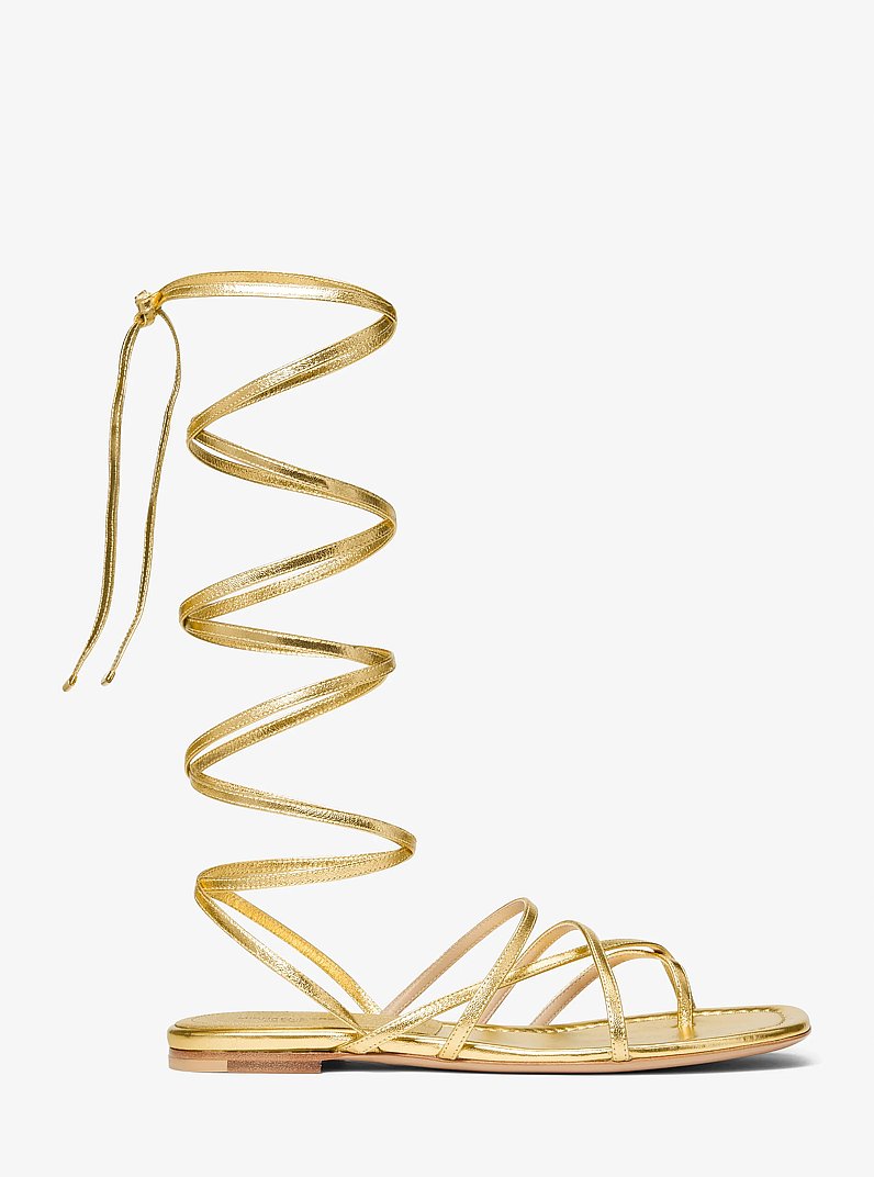 Jade Metallic Leather Gladiator Sandal in GOLD | Michael Kors