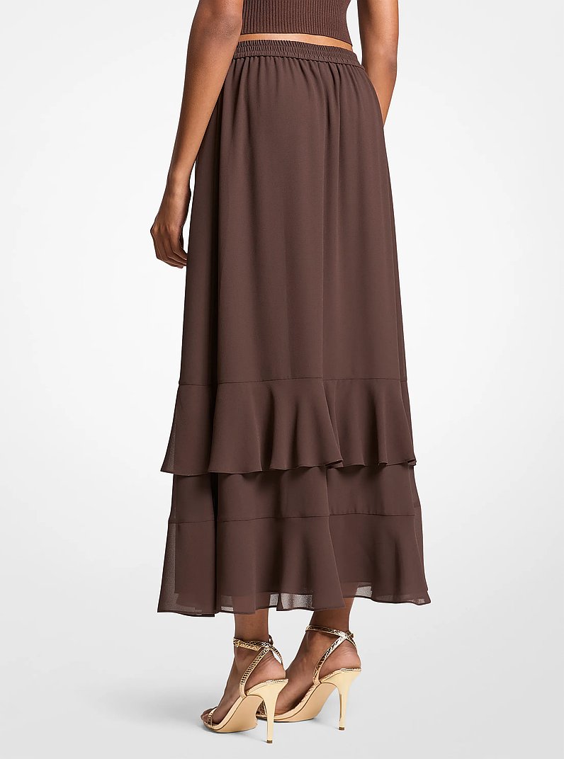 Georgette Tiered Maxi Skirt in CHOCOLATE | Michael Kors