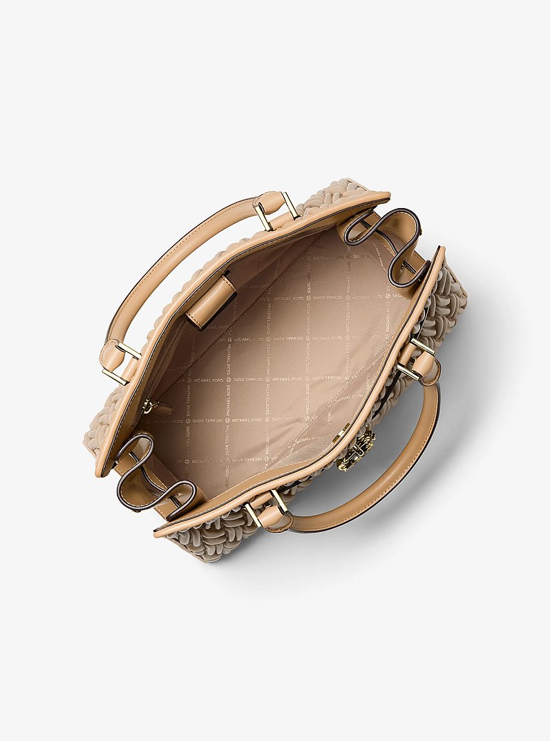 Hamilton Medium Matelass&eacute; Satchel in CAMEL | Michael Kors