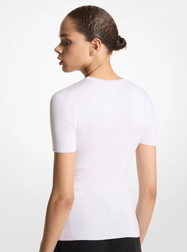 Cashmere Short-Sleeve Sweater in OPTIC WHITE | Michael Kors