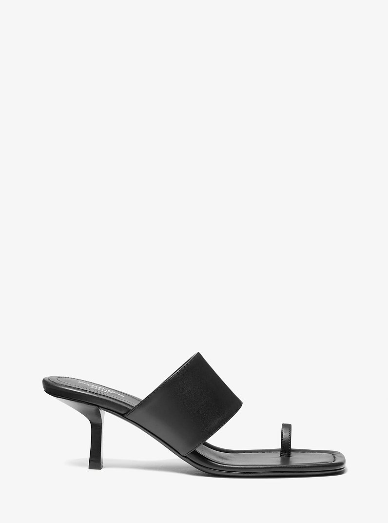 Dionne Leather Sandal in BLACK | Michael Kors