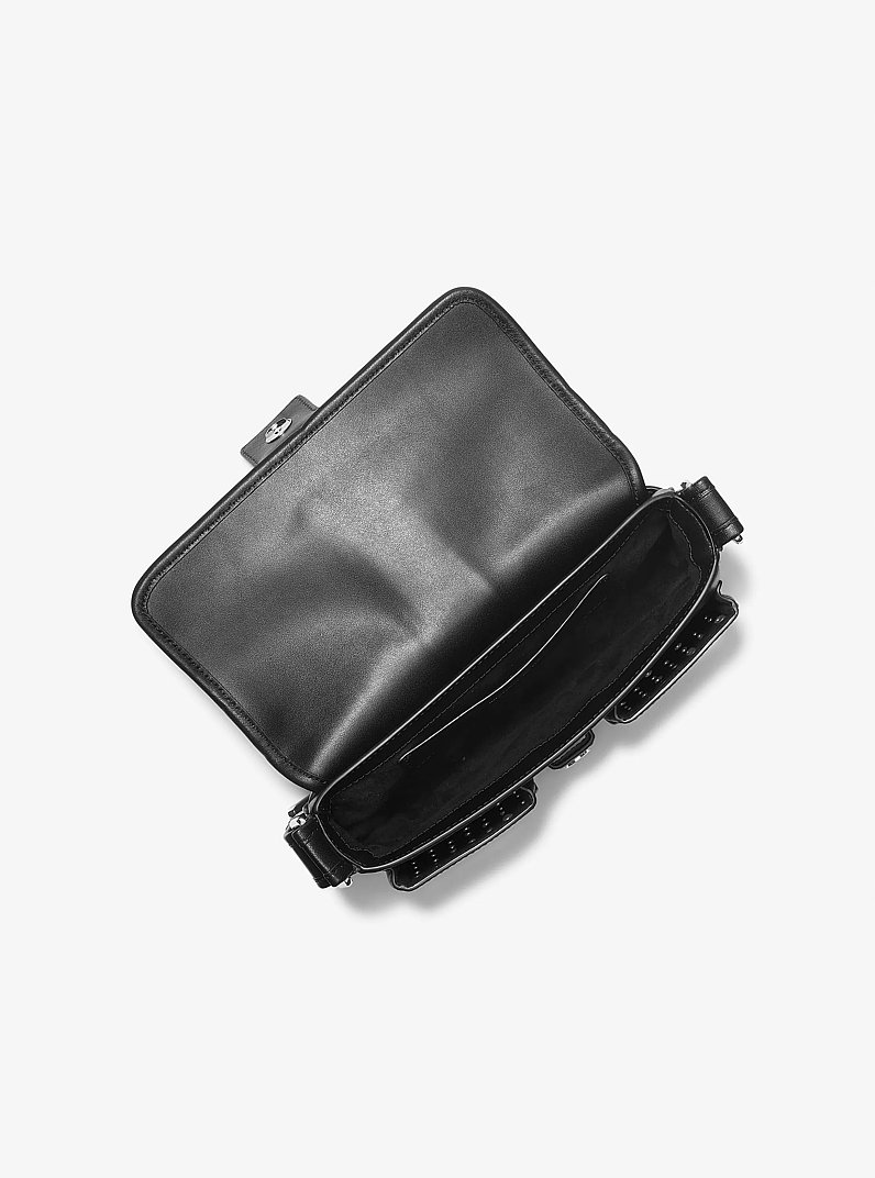 Colby Medium Grommeted Leather Shoulder Bag in BLACK | Michael Kors