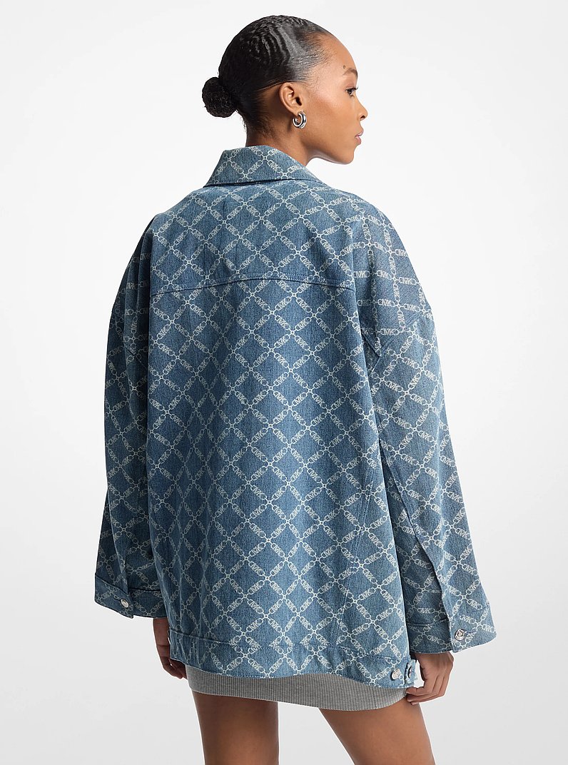 Empire Diamond Jacquard Oversized Denim Jacket in UNION WASH | Michael Kors