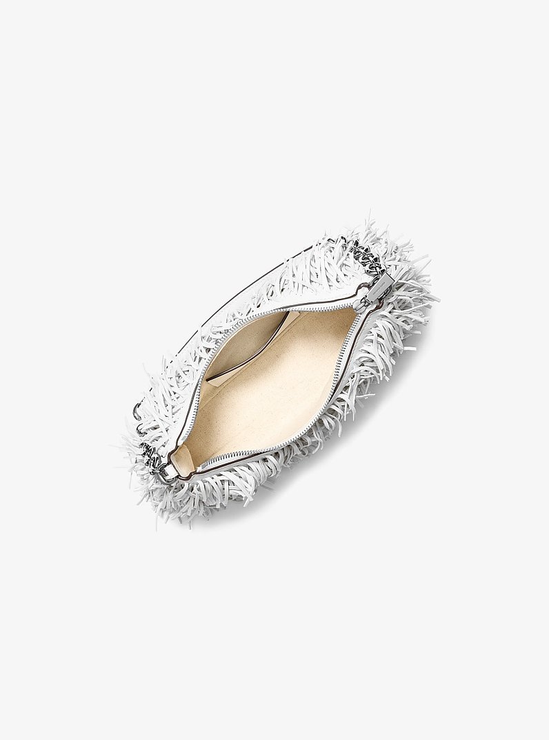 Pochette Nolita Medium aus Leder mit Fransen in OPTIC WHITE | Michael Kors