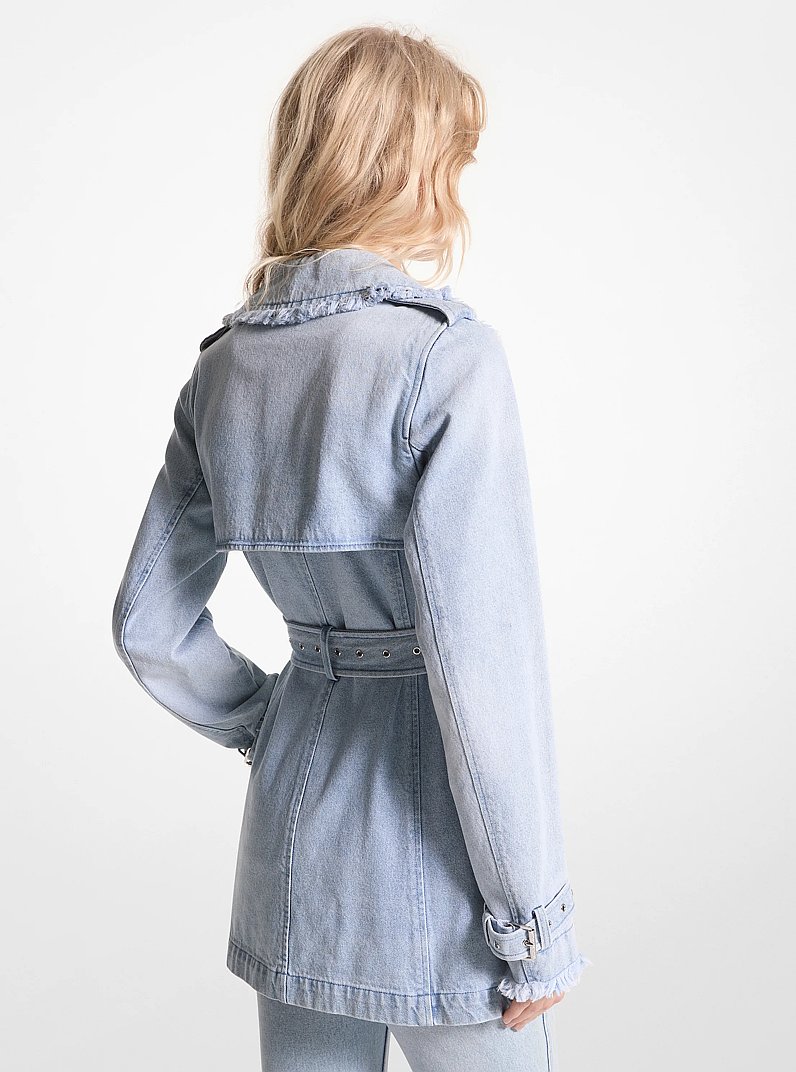 Frayed Denim Trench Coat in BLUE HAZE WASH | Michael Kors