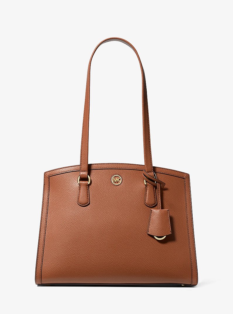 Borsa tote Chantal media in pelle martellata in CUOIO | Michael Kors