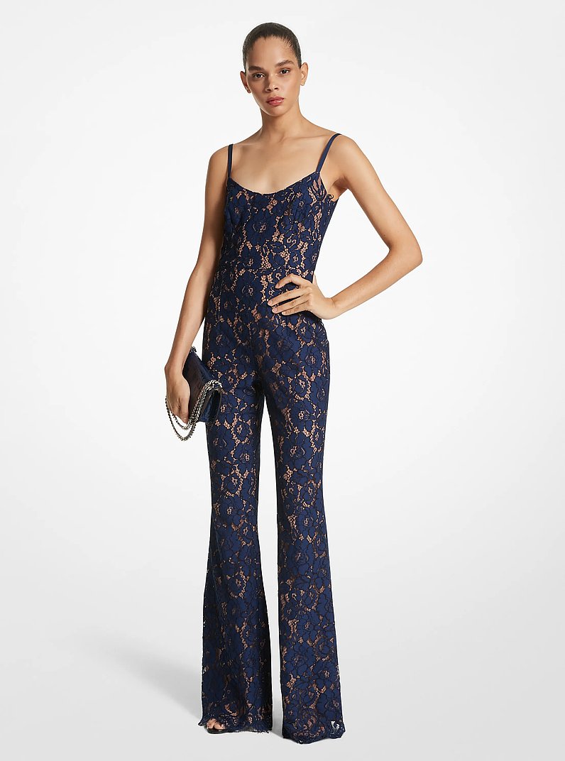 Jumpsuit aus Blumenspitze in NAVYBLAU | Michael Kors