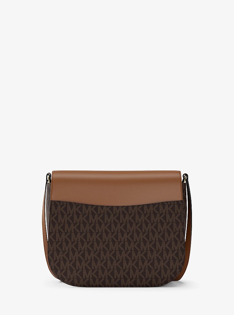 Emilia Small Signature Logo Saddle Crossbody Bag in BRN/ACORN | Michael Kors