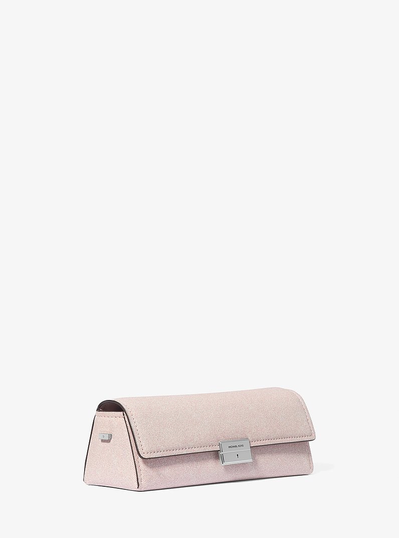 Lunar New Year Ludlow Small Denim-Printed Leather Convertible Pochette in ROSEWATER | Michael Kors