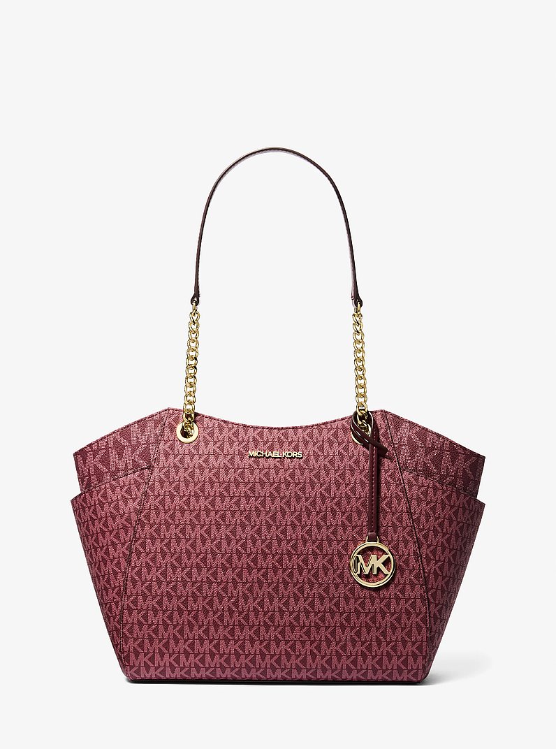 Jet Set Large Signature Logo Shoulder Bag in OXBLOOD | Michael Kors