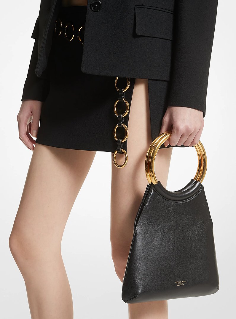 Petit cabas Ursula en cuir avec anneau in NOIR | Michael Kors