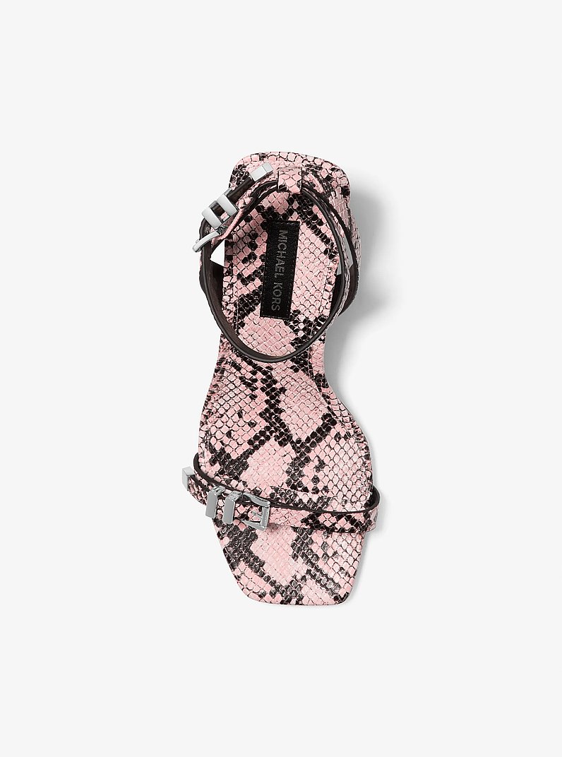 Darrington Snake Embossed Leather Sandal in SMOKEY ROSE | Michael Kors