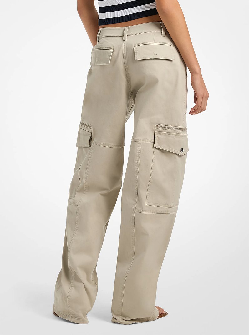 Stretch Cotton Utility Cargo Pants in STONE | Michael Kors