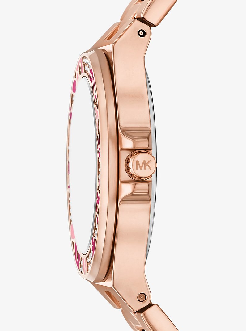 Mini Lennox Pav&eacute; Rose Gold-Tone Watch in ROSE GOLD | Michael Kors