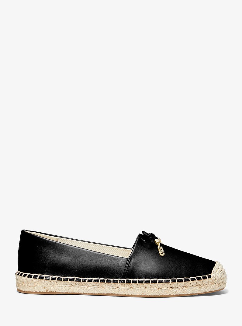 Nori Leather Slip-On Espadrille in BLACK | Michael Kors