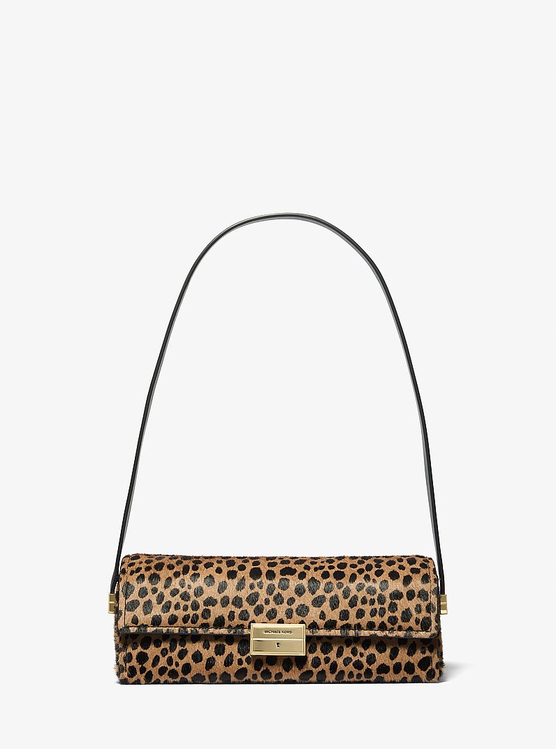 Pochette transformable Ludlow peque&ntilde;o de pelo de becerro con estampado de guepardo