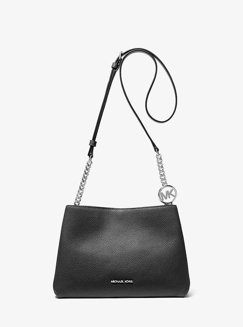 Christina Small Pebbled Leather Crossbody Bag in BLACK | Michael Kors