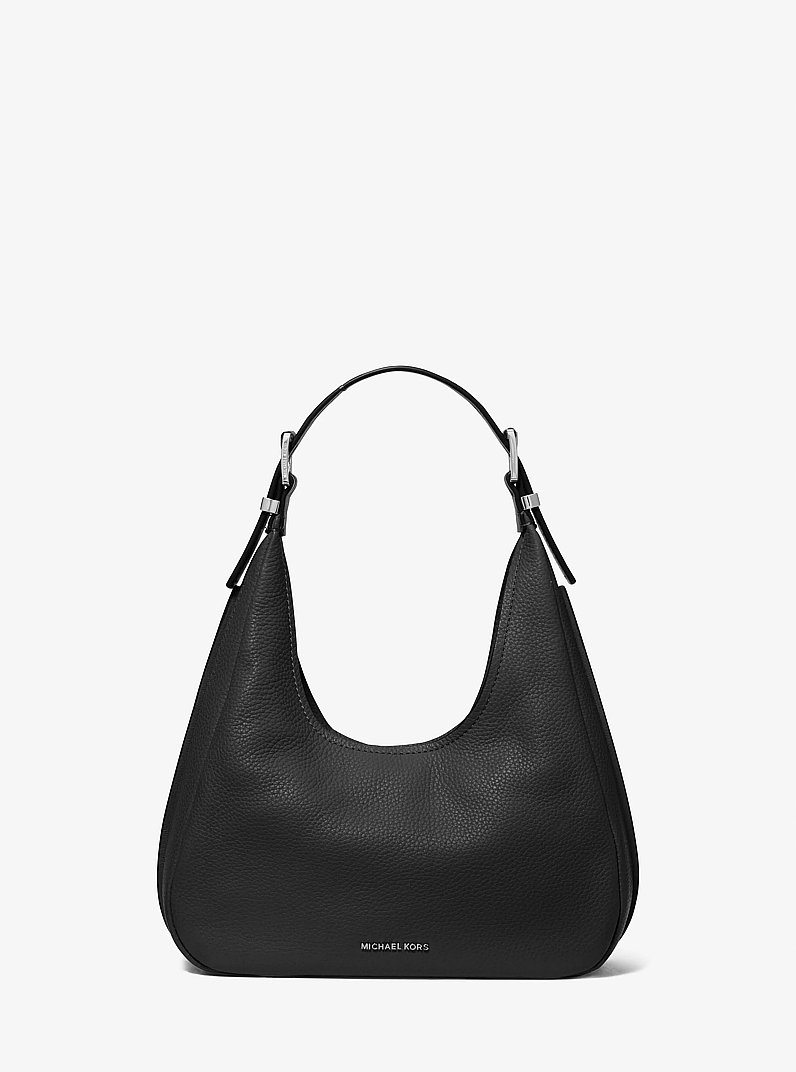 Nolita Small Pebbled Leather Hobo Shoulder Bag in BLACK | Michael Kors