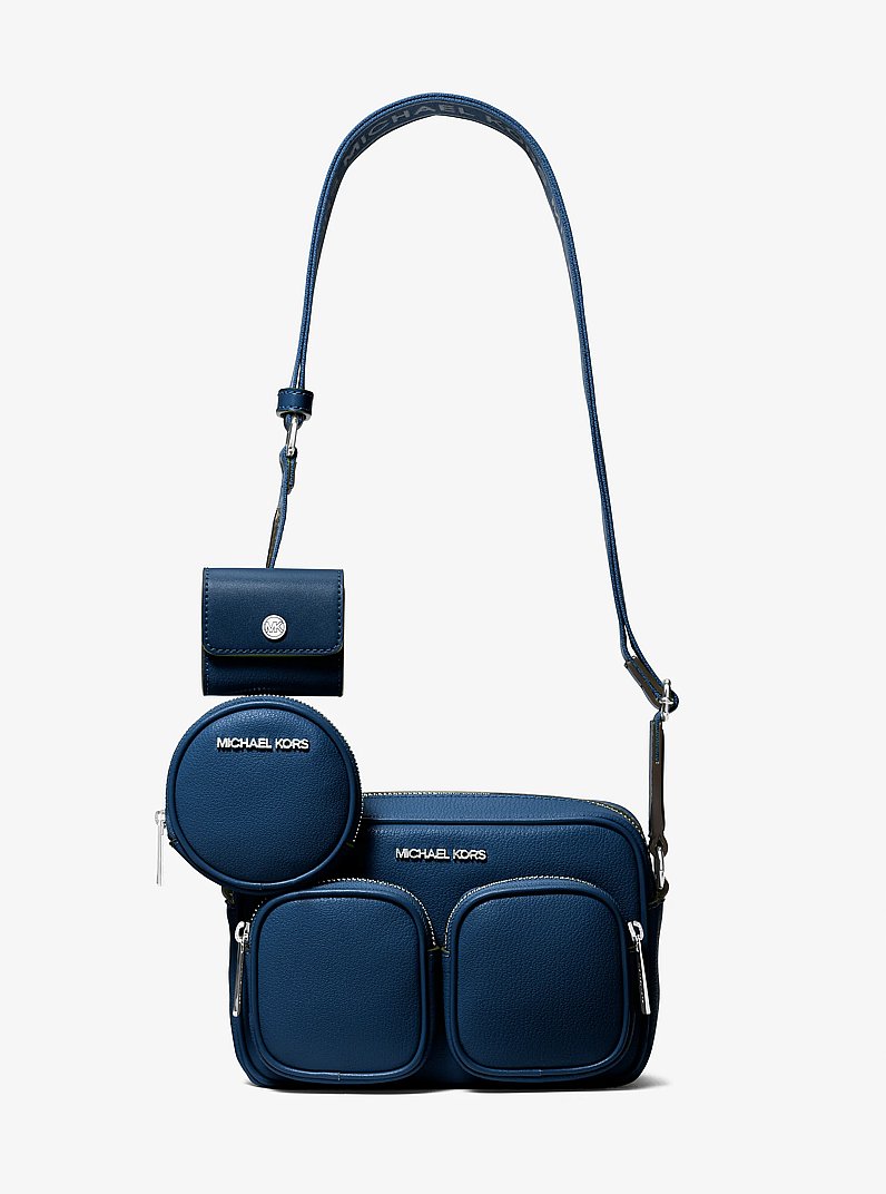 Jet Set Leather Medium Crossbody Bag with Case for Apple Airpods Pro&reg; in NAVY | Michael Kors