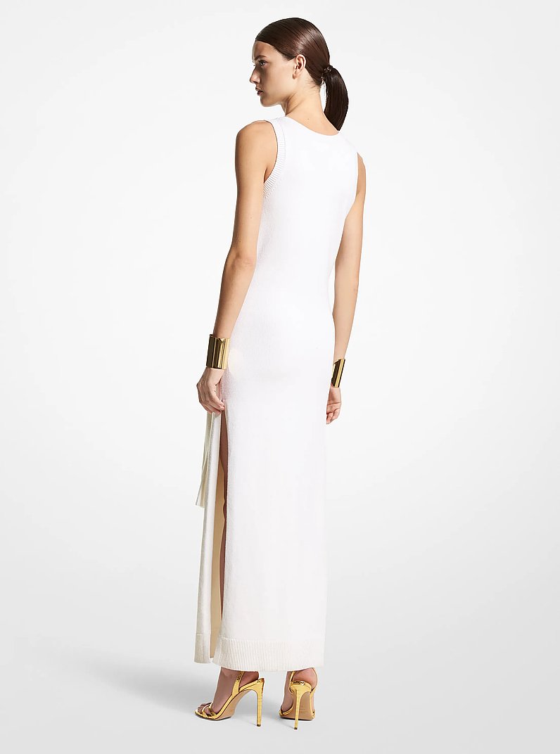 Abito a canotta in cashmere con allacciatura frontale in BIANCO OTTICO | Michael Kors