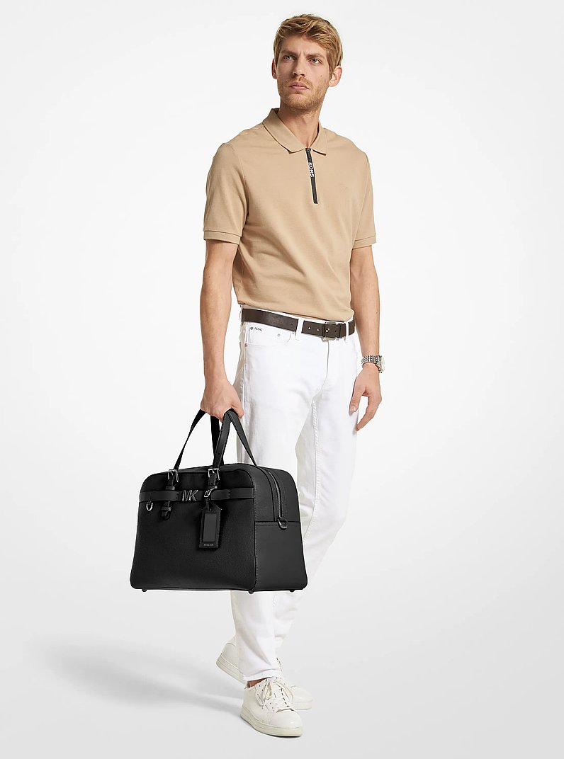 Hudson Pebbled Leather Travel Bag in BLACK | Michael Kors