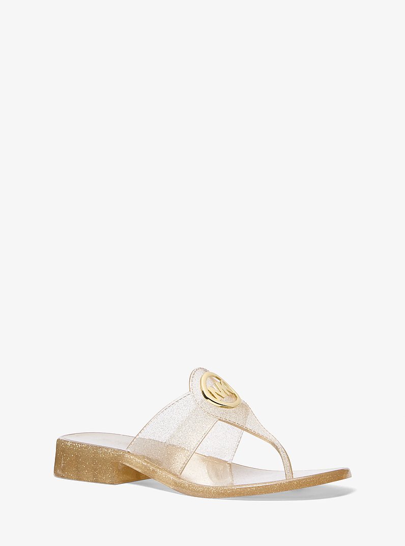 Hannah Glitter Jelly Thong Sandal in PALE GOLD | Michael Kors