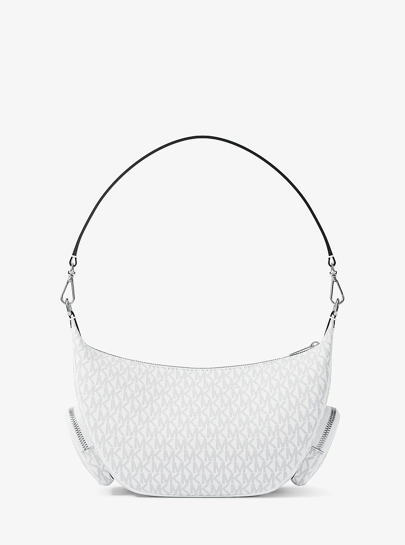 Merritt Medium Signature Logo Convertible Shoulder Bag in OPTIC WHITE | Michael Kors
