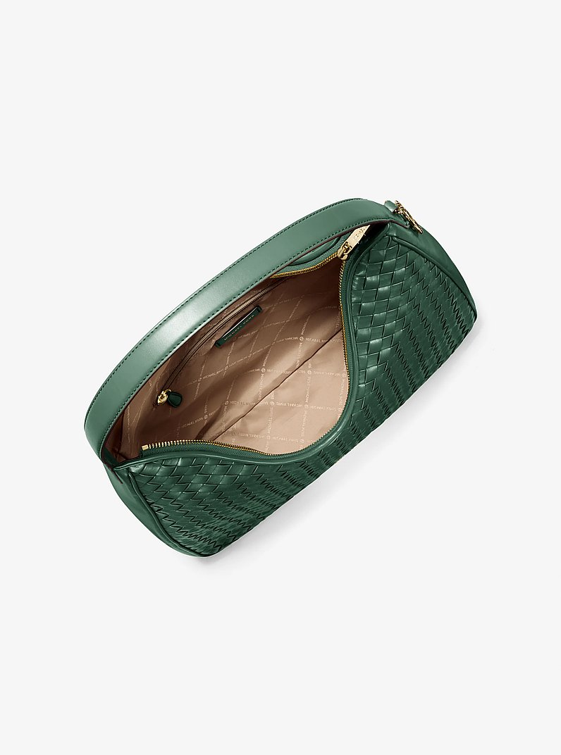 Nayla Medium Woven Shoulder Bag in MOSS | Michael Kors