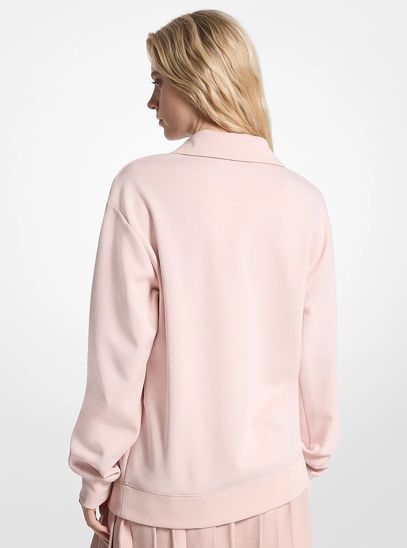 Embroidered Logo Cotton Blend Sweater in POWDER BLUSH | Michael Kors