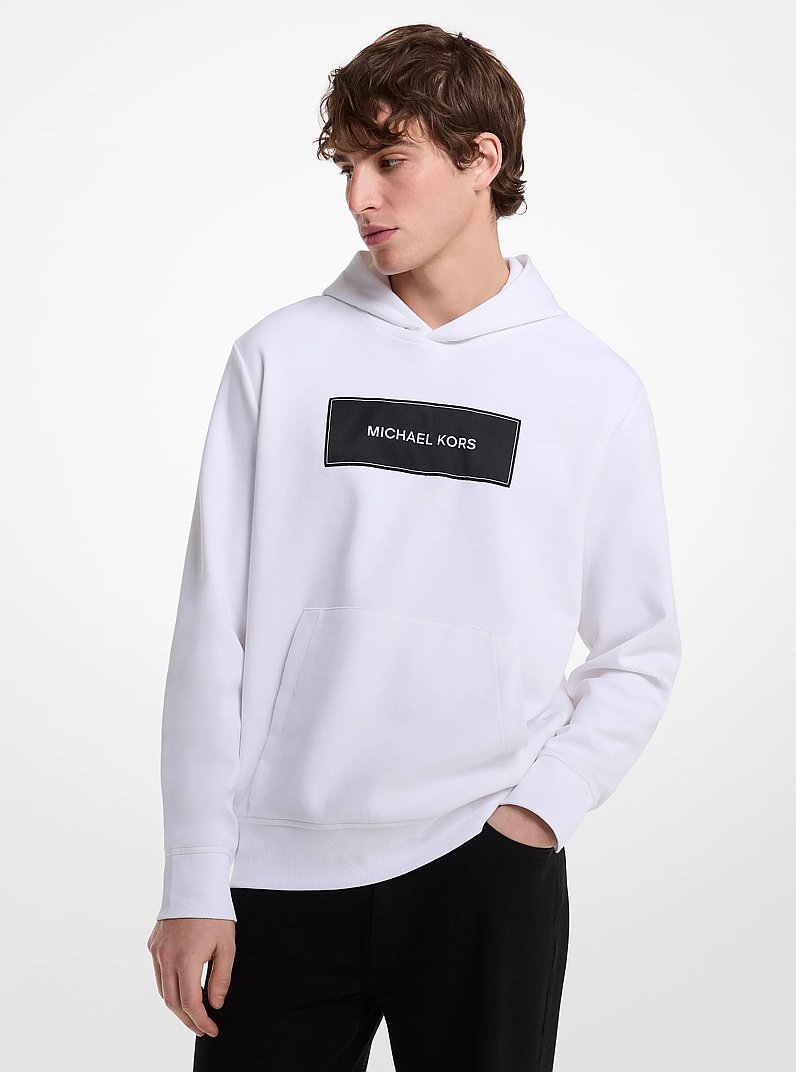 Logo Cotton Blend Hoodie in WHITE | Michael Kors