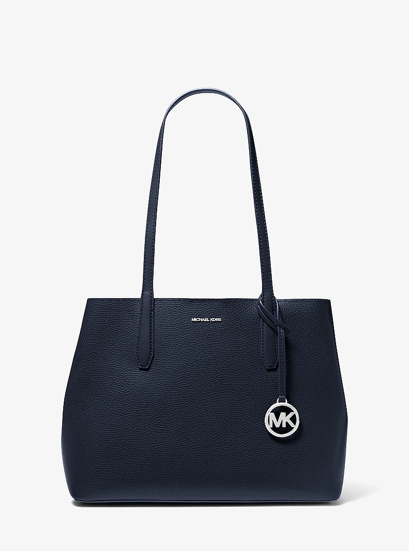 Avalon Medium Pebbled Leather Tote Bag in NAVY | Michael Kors