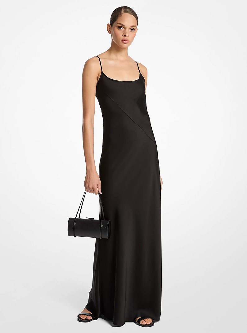 Techno Charmeuse Bias Slip Gown in BLACK | Michael Kors