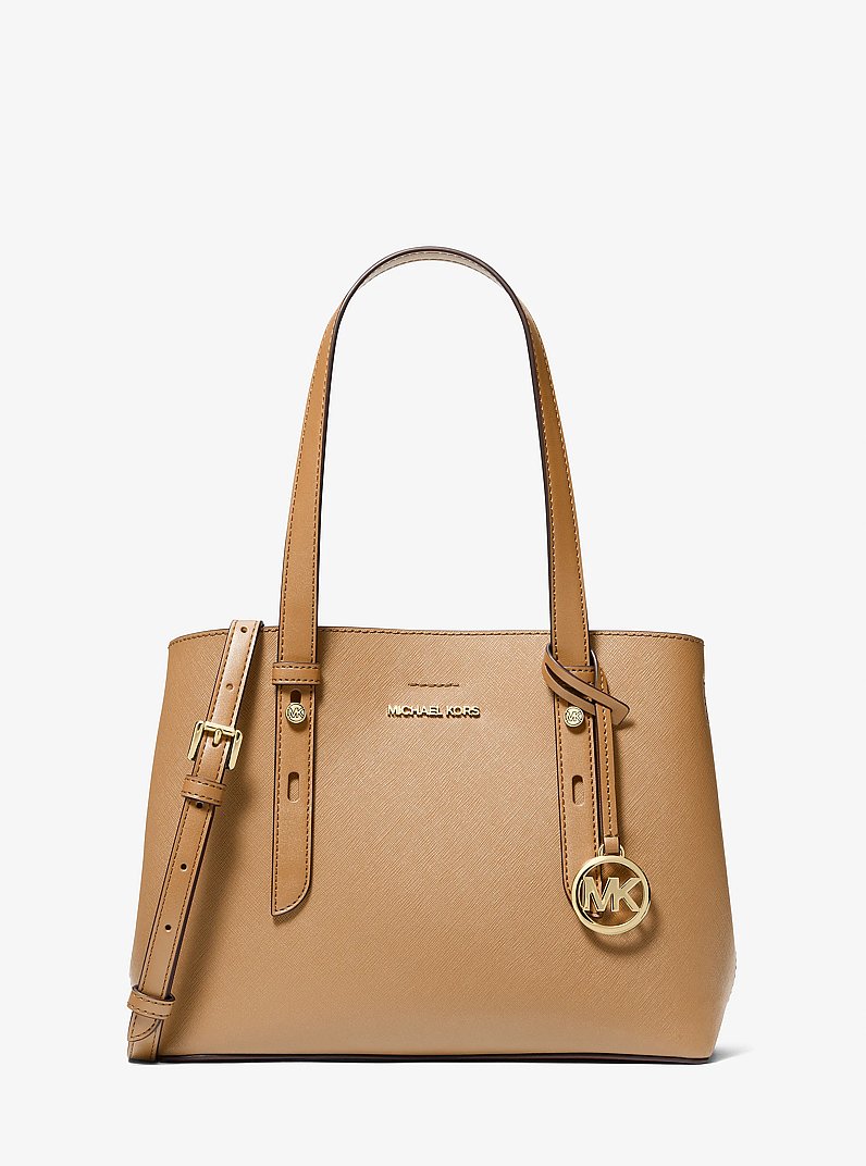 Mel Small Saffiano Leather Tote Bag in CAMEL | Michael Kors