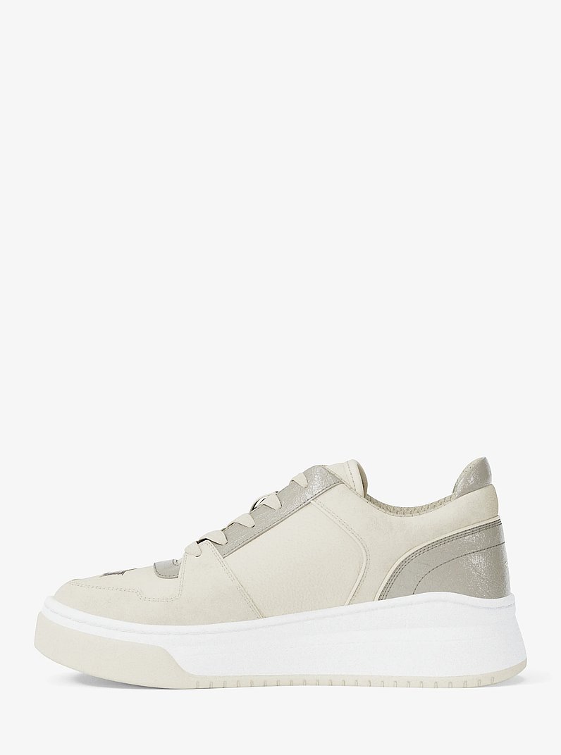 Lexi Embellished Mixed-Media Sneaker in CREAM | Michael Kors