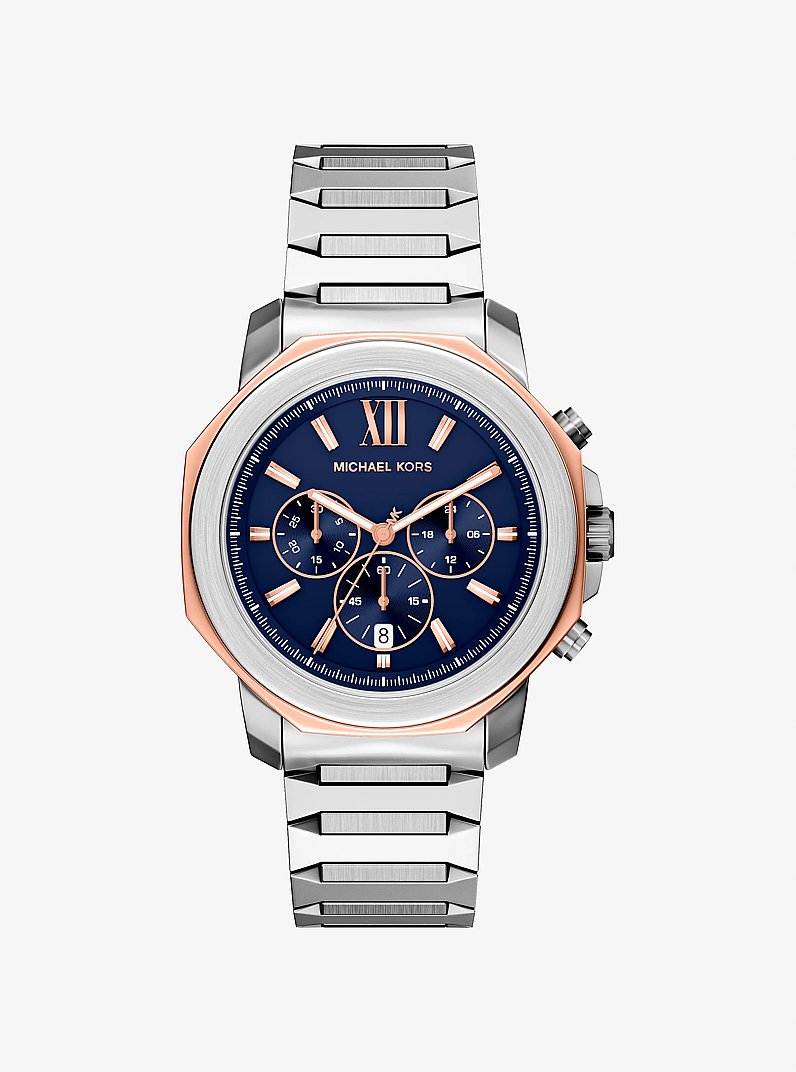 Oversized Prescott Two-Tone Watch in SILVER | Michael Kors