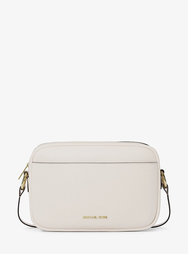 Jet Set Large Pebbled Leather Camera Crossbody Bag in LT CREAM | Michael Kors