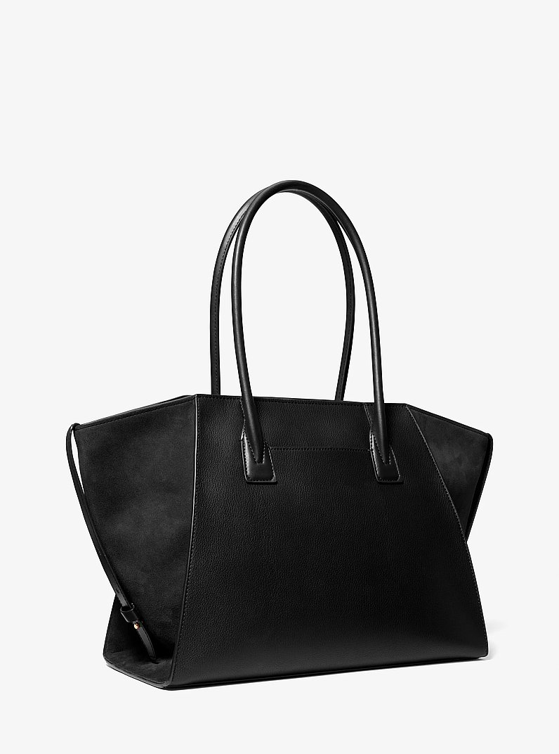 Avril Extra-Large Leather and Suede Tote Bag in BLACK | Michael Kors