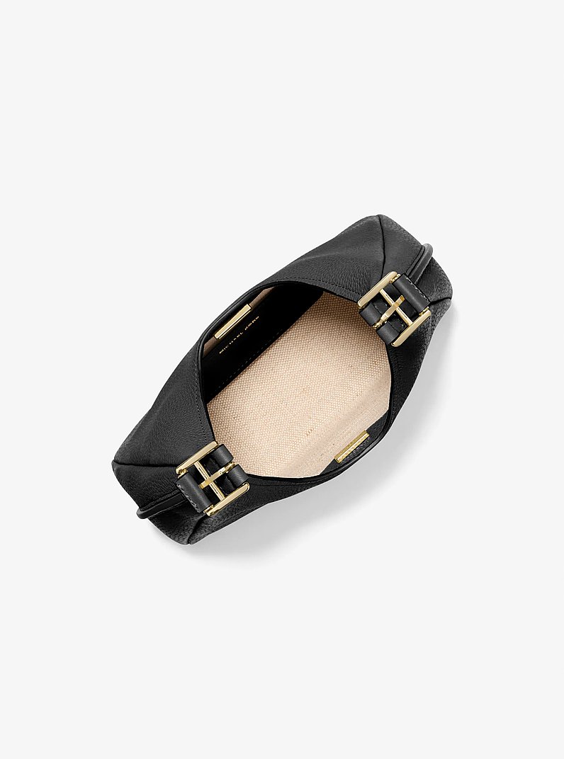 Nolita Small Pebbled Leather Hobo Shoulder Bag in BLACK | Michael Kors