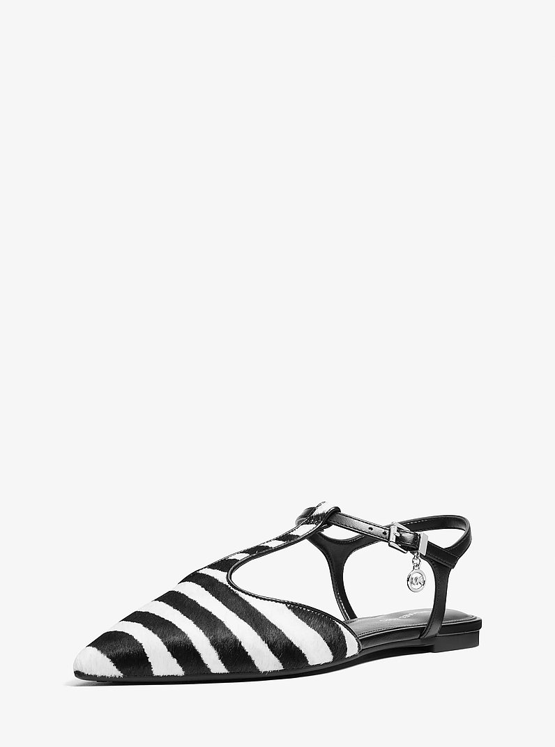 Cherie Flex Zebra Print Calf Hair Flat in BLACK COMBO | Michael Kors