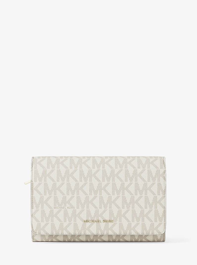 Jet Set Large Signature Logo Wallet in VANILLA/ACORN | Michael Kors