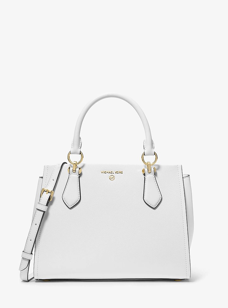 Marilyn Medium Saffiano Leather Satchel in OPTIC WHITE | Michael Kors