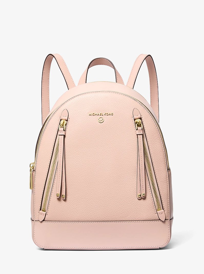 Brooklyn Medium Pebbled Leather Backpack in SOFT PINK | Michael Kors