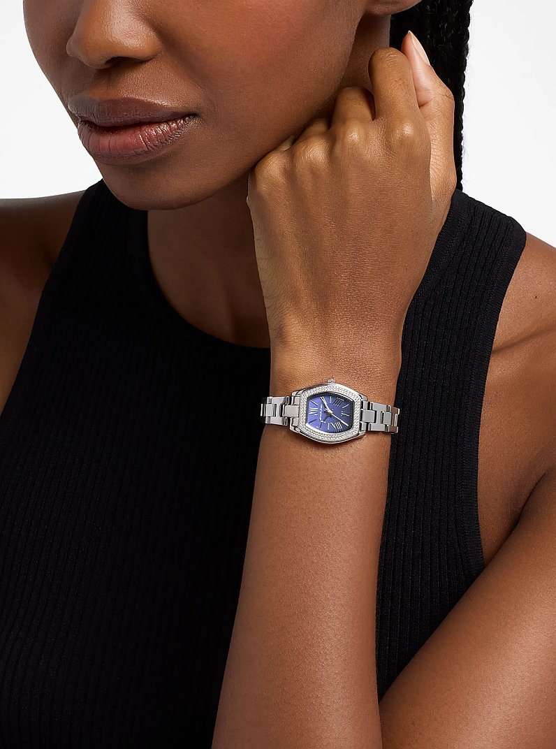 Kleine Armbanduhr Chelsea im Silberton mit Pav&eacute; in SILBERTON | Michael Kors