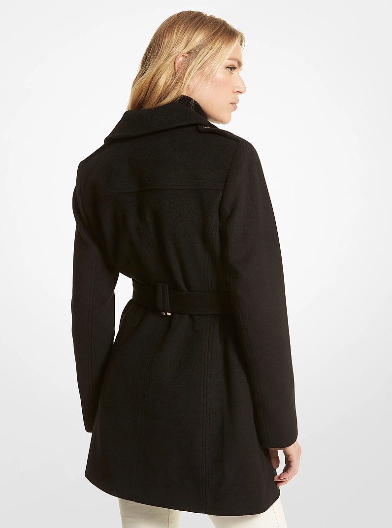 Manteau en m&eacute;lange de laine &agrave; ceinture in NOIR | Michael Kors