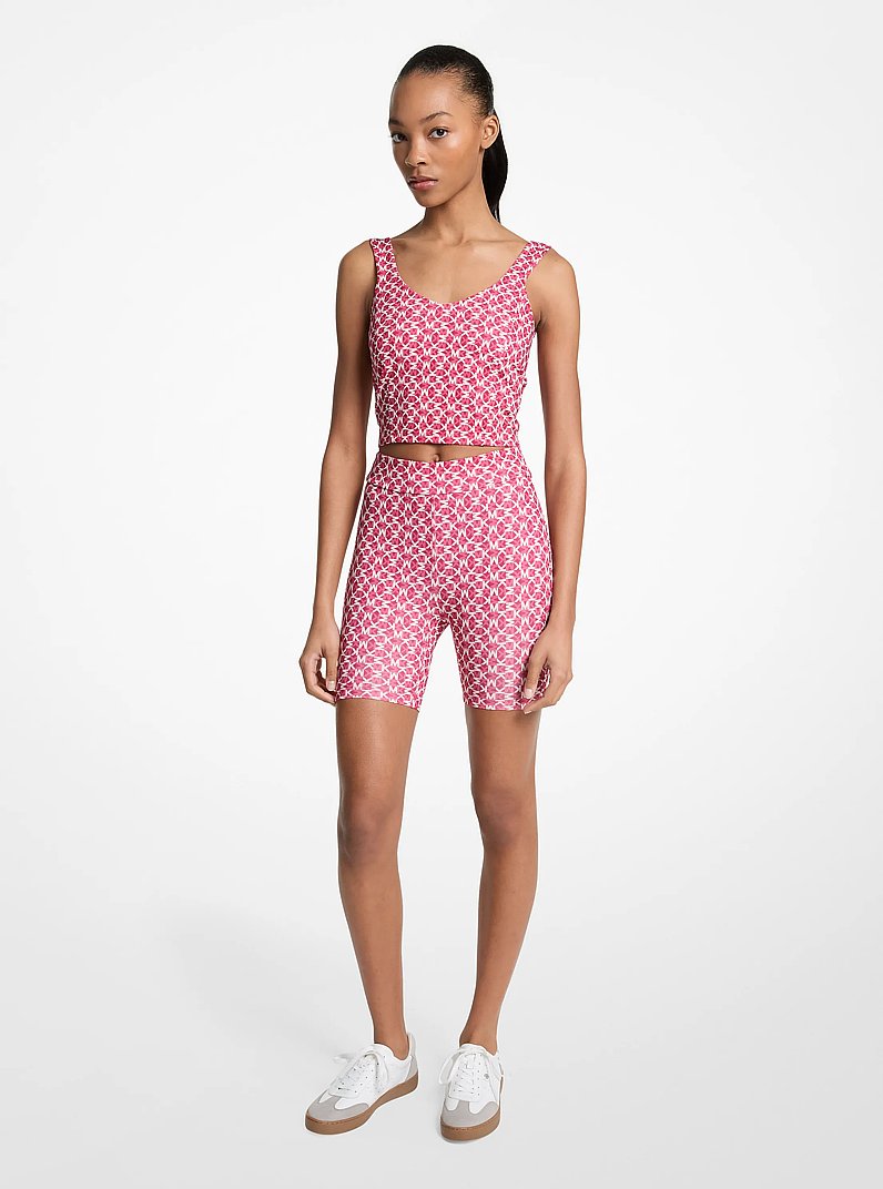 Camiseta corta el&aacute;stica sin mangas con estampado de logotipos in [3458] | Michael Kors