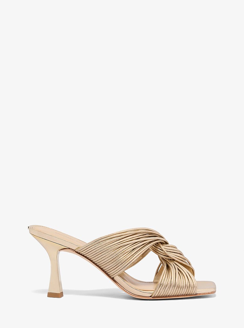 Sandale mule Alessia m&eacute;tallis&eacute;e in OR P&Acirc;LE | Michael Kors