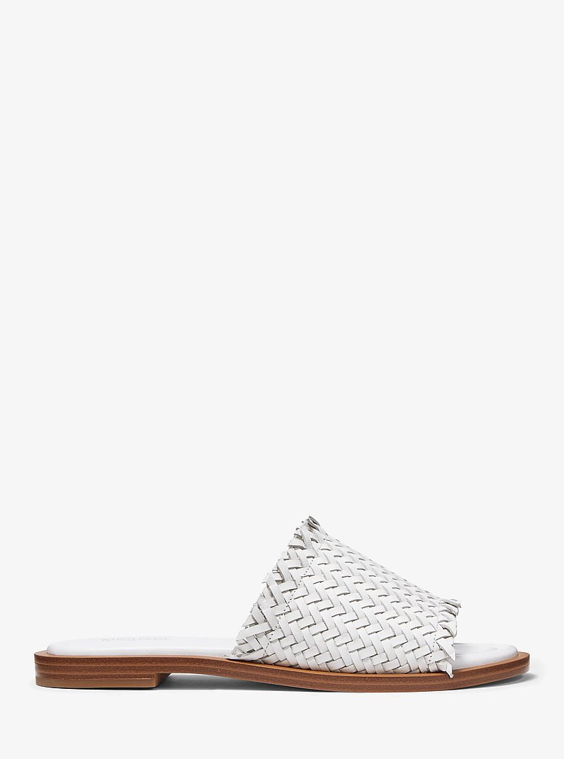 Sandale &agrave; enfiler Dee en cuir tress&eacute; in BLANC OPTIQUE | Michael Kors