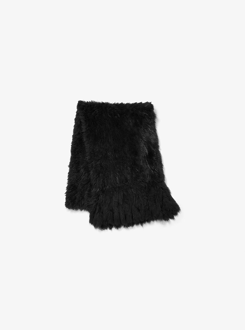Bufanda manta de cachemira y piel de oveja tejida in NEGRO | Michael Kors