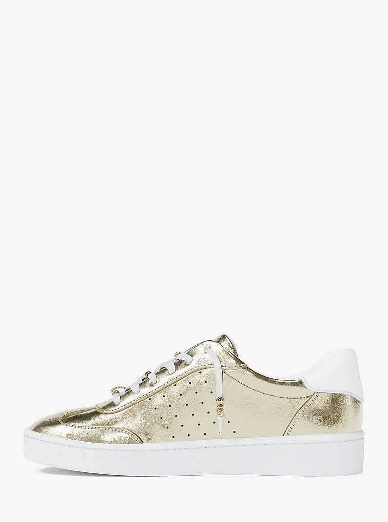 Scotty Embellished Metallic Leather Sneaker in PALE GOLD | Michael Kors